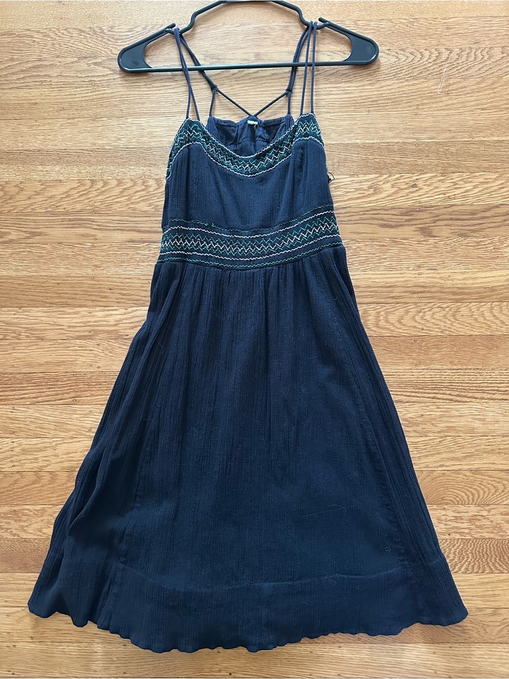 Maeve Anthropologie Black Dress with Embroidered Waist